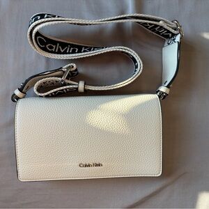 Calvin Klein Cream Crossbody Bag with Branded Strap